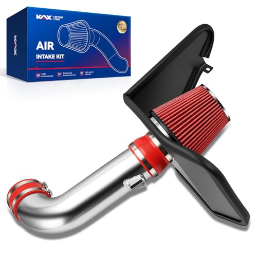 KAX 4 inch Cold Air Intake System Kit + Heat Shield Compatible with 2010-2015 Camaro SS, Red
