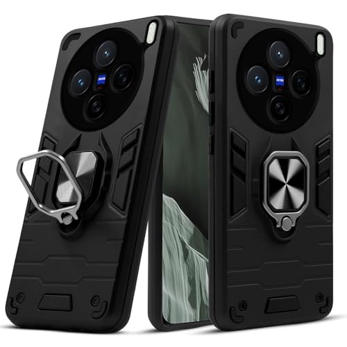 Image of Amazon Brand-Solimo Kickstand Mobile Back Cover (360 Rotating Ring Holder) for Vivo X200 5G (Black)