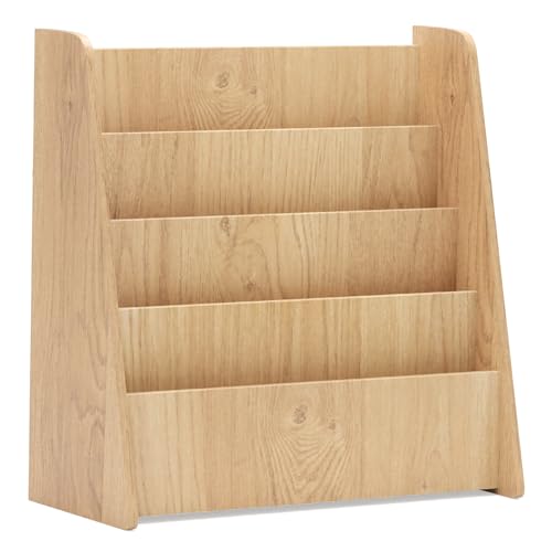 Image of GYMAX Kids Bookcase, 4-Tier Wooden Children Bookshelf with Deep Compartments, Toddler Book Storage Rack for Kid's Room Kindergarten (Natural)