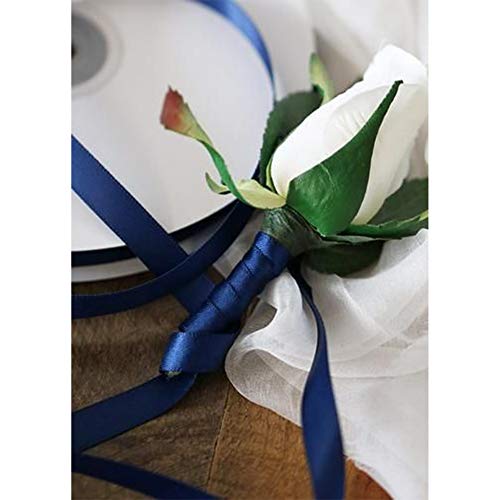 Vatin Solid Color Double Faced Navy Blue Satin Ribbon 1/4" Wide 50-Yards Long Perfect For Wedding Decor, Crafts, Bow Making, Sewing, Gift Package Wrapping And Other Projects #TOP6