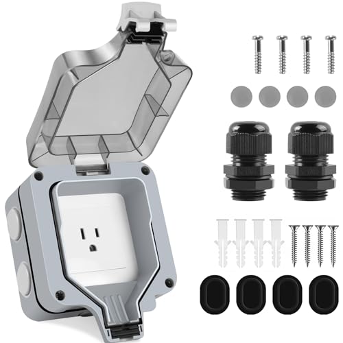 XINYIELE Outdoor Power Outlet Box - Waterproof IP66, 15A 250V Plug Socket with Outdoor Outlet Cover