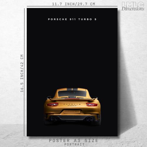 Image of Live Mad Live Crazy Porsche 911 Turbo Portrait Single Wall Paper Poster, A3 Size, 16.5L X 11.7W Inches Unframed Art Prints - Home, Bedroom, Living Room & Decor - Aesthetic, Matt Finish, Frame Not Included