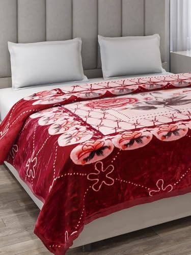 Image of Monte Carlo Double Bed Heavy Winter Blanket (160 X 220) Roman Plus 1 Ply Super Soft 550 GSM | 3 KG, (240x220 CM), Red