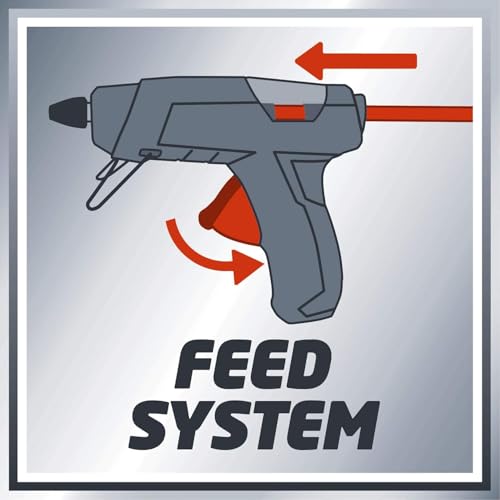 Einhell Heißklebepistole TC-GG 30 (mechanischer Vorschub, Sichtfenster, Aufstellbügel, inkl. Standard-, Flach-, Verlängerungsdüse, 3 Klebestifte)