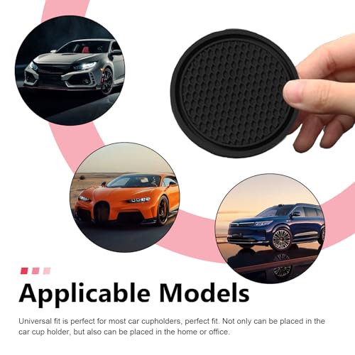 Set de 4 posavasos para autos de PVC negro flexible miniatura 5