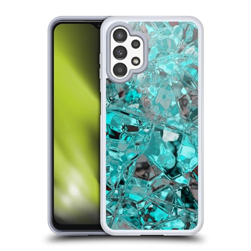 Funda de gel LebensArt Verde Azulado para Samsung Galaxy A13 con diseño de vidrieras texturizadas