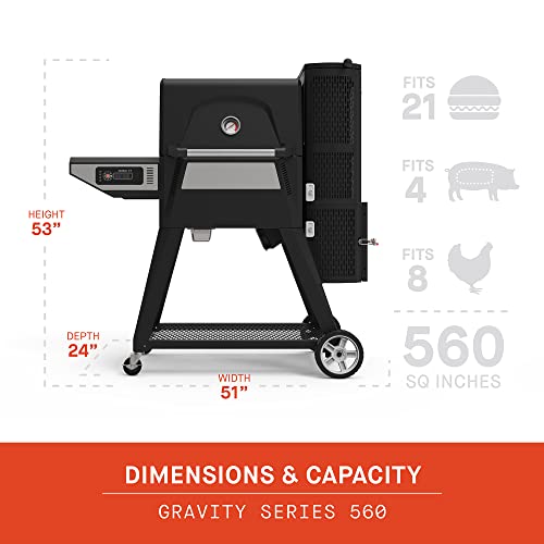 Image of Masterbuilt Gravity Series 560 Digital Charcoal Grill and Smoker with Digital Control, App Connectivity and 560 Cooking Square Inches in Black, Model MB20040220