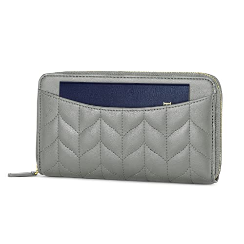 Image of nuoku RFID Blocking Wristlet Wallet for Women, Zip-Around Crossbody Clutch with 2 Removable Straps