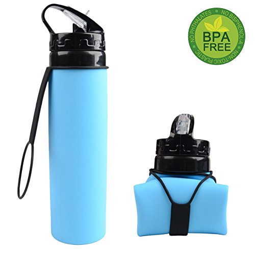 BSVLIA Silicone Botellas de Bebidas Deportivas para Viajes/Botella 600ML BPA Libre Botella de Agua Deportiva de Silicona para Ciclismo Camping Senderismo Viajes