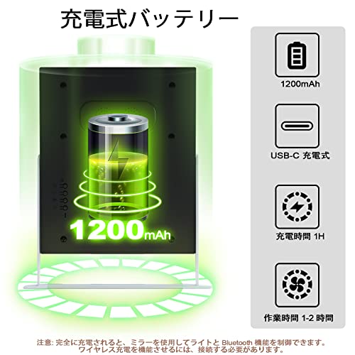 Hansong 女優ミラー 化粧鏡 卓上ミラー ライト付き 9個電球 三色切替 無段階調光 ハリウッドミラー スマホ接続可能 音楽聞く スマホスタンド 10倍拡大鏡付き 鏡 卓上 USB-C充電式 360度回転 ホワイト [5]