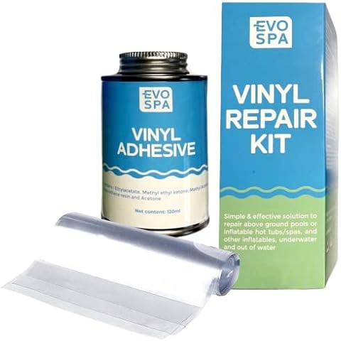 Evospa Hot Tub Repair Kit, Underwater Vinyl Puncture Repair Kit for Inflatable Hot Tubs, Spas and above ground Swimming Pools & Inflatables (Repair Patches,120ml Glue and Application Tool) Cover