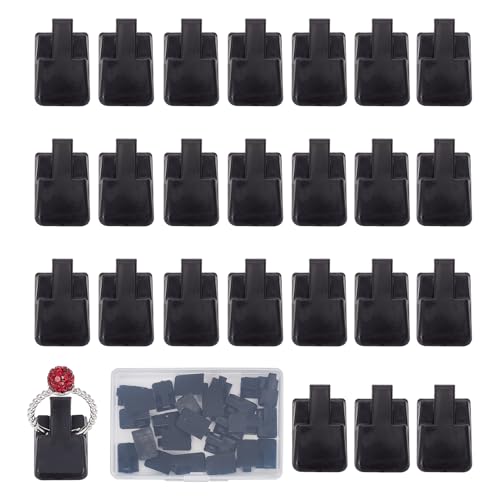 NICENEEDED 25 Pcs Black Ring Display Holder, Plastic Jewelry Display for Rings, Single Finger Cone ring Support Stand for Jewelry Store Rings Showcase Photography Props