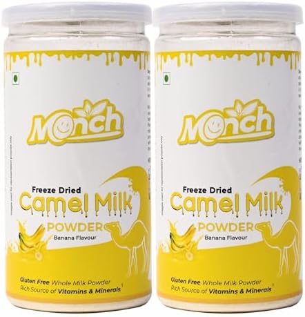 Monch Camel Milk Powder - Camel Milk Powder For Height Growth - Freeze Dried, Banana Flavoured (200g, 100gx2)
