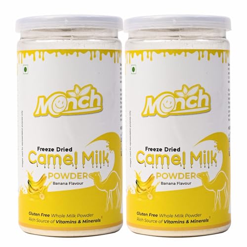 Monch Camel Milk Powder - Camel Milk Powder For Height Growth - Freeze Dried, Banana Flavoured (200g, 100gx2)