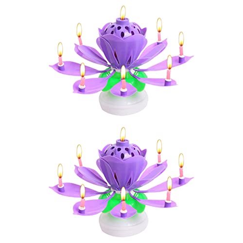 Curfair Lotus Candle Led Festive Electric Lotus Candles Visual Effect Solid Paraffin Unique Creative Purple 2 Pcs #TOP6