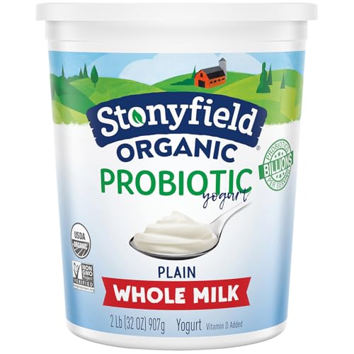 Stonyfield Organic Whole Milk Probiotic Yogurt, Plain, 32 oz. – Immunity & Digestive Health