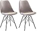 SAM 2er Set Schalenstuhl Lerche, Kunststoffschale in Taupe, integriertes Kunstleder-Sitzkissen, Schwarze Metallfüße, Esszimmerstuhl im skandinavischen Stil