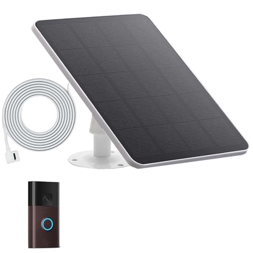 Solar Charge Compatible with Ring Battery Doorbell with a USB-C Power Connector.Ring Solar Charger for Battery Doorbell（White）