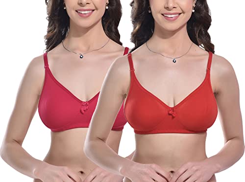 Image of FIMS - Fashion is my style Women Cotton Blend Non-Padded Bra Non-Wired Mould Seamless Cup Solid Bras Cup-B Pack of 1, Multicolor