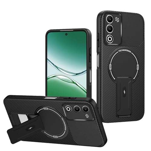 Jiajihua Case Compatible with Oppo A5 (M) 2025/ A5i Pro Camera Protection Magnetic Kickstand Bracket 2 in 1【TPU+PC】 Drop Shockproof Black