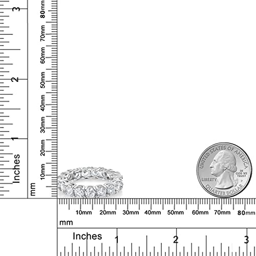 Gem Stone King 925 Sterling Silver Cubic Zirconia CZ Eternity Wedding Band Ring For Women (1.75 Cttw, 4MM Round Each)4