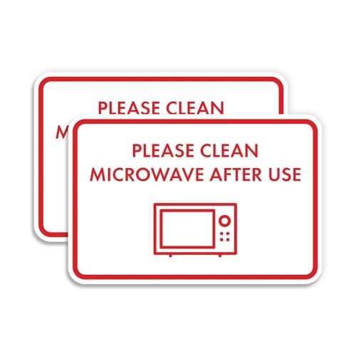 Classic Framed Please Clean Microwave After Use Sign (White/Red) - Small 2 Pack