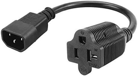 1-Foot 14AWG IEC 320 C14 Male to Nema 5-15R/20R Comb Adapter Cable,C14 15Amp to T Blade 20Amp AC Cable, IEC 3Pole Plug to USA Female Nema 5-15R Power Cable