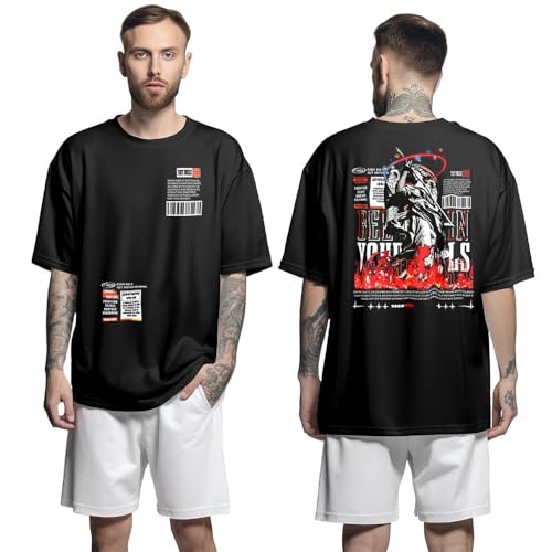 Camisa Camiseta Oversized Streetwear Genuine Grit Masculina Larga 100% Algodão 30.1 Angel - Preto -