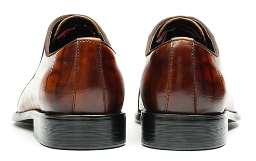 Santimon Oxfords Shoes for Men Formal Dress Derby Genunie Leather Plain Toe Brogues Modern Suit Shoes Men's Fashion Lightweight Prom Wedding Tuxedo Business Causal Comfortable Shoes 6