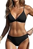 Yonique - Conjunto de bikini push up para mujer, traje de baño de dos piezas, cuello en V, espalda entrecruzada, traje de...