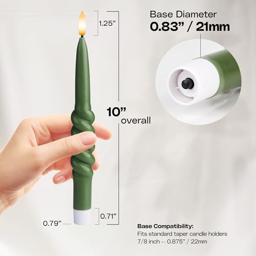 Bougies coniques DEL vert loden à intensité variable et minuterie - 4