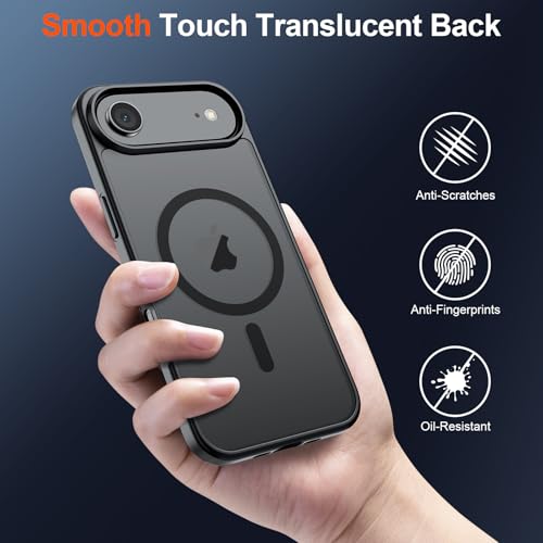 Image of SUPFINE Magnetic for iPhone Air Case (Compatible with MagSafe)(Military Grade Drop Protection) Slim Translucent Matte Shockproof with Anti-Fingerprint Phone Cover for 17 Air, Black