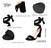 Tacones para mujer Trary en rosa, morado, nude, rojo y negro, tacones gruesos con cordones, sandalias de tiras para mujer, tacones de plataforma alta tipo stripper, tacones cómodos de ancho amplio con cordones de 3 pulgadas, punta abierta 6