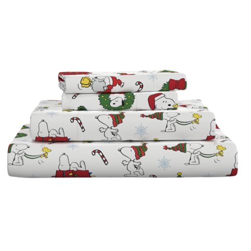 Peanuts Snoopy Christmas Holiday Microfiber Sheet Set Full 4 Piece Set (Official Peanuts Product) by Franco Collectibles