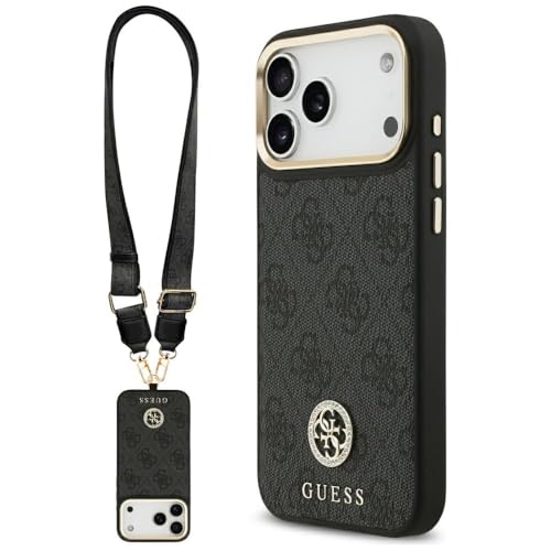 Coque iPhone 17 Pro Max Guess compatible MagSafe noire à grands boutons
