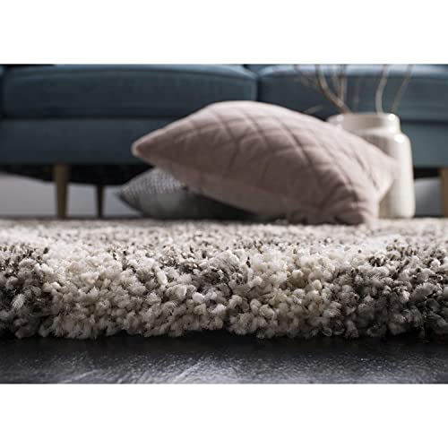 Image of Moroccan Design Microfiber Hand Woven Shaggy Carpet Collection with 2 inch Pile Height Carpet for Living Room Size 8x11 feet coular Lgrey /Ivory