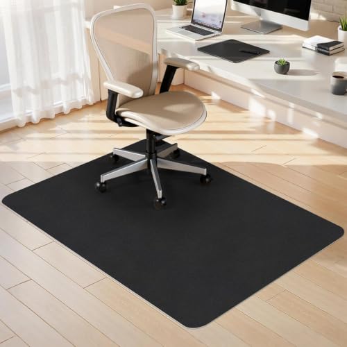 Image of Sycoodeal Office Chair Mat for Hardwood Floor, Floor Mat Slip Resistant for Office Computer Gaming Chair,Heavy Duty Floor Protector for Rolling Chairs,Black(48 inchx55 inch)