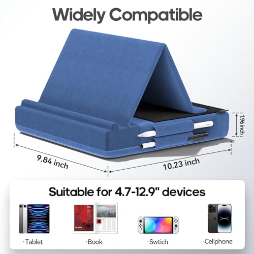 KDD Tablet Pillow Stand, Multi-Angle Viewing Ipad Holder for Lap, Bed and Desk, Foldable Soft Pad Dock with Stylus Mount Compatible with Ipad Pro 12.9, 10.5, 11, Air, Mini, Phones, Books, E-Reader by KDD - Image 8