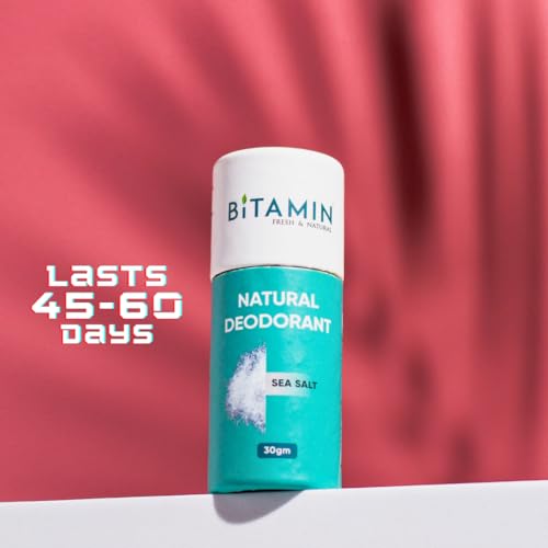 Image of Bitamin Natural Underarm deodorant Roll On Cream | Men & Women Skincare 5% Vitamin C & E | Alcohol, Parabens free | Anti Pigmentation & Odour Control | Made in India | Sea Salt 30 g (Pack of 1)