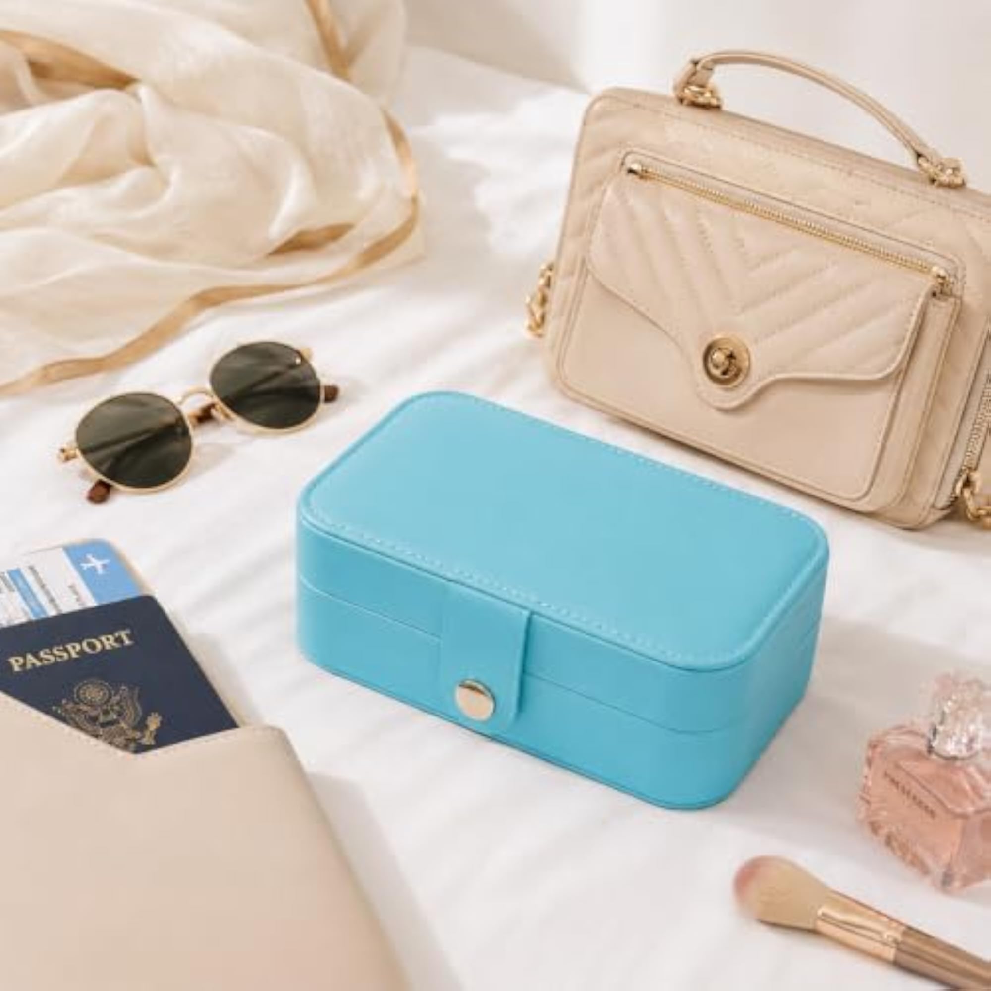 Leather Mini Travel Jewellery Organizer Case for Women