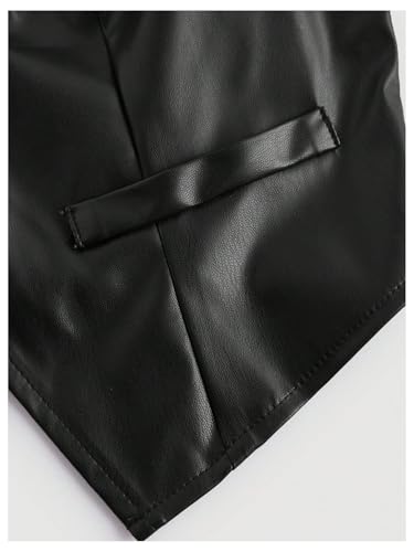 MakeMeChic Women's PU Leather Vest Tops V Neck Tie Front Sleeveless Y2K Waistcoat Club Party Top4