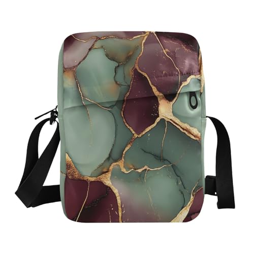 small messenger bag for men Small Crossbody Bags For Women Shoulder Handbags Adjustable Strap for Casual Casual- Marble Burgundy Sage Green