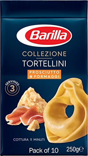 Barilla Pasta, Premium Tortellini Pasta, Prosciutto and Formaggi, Ham and Cheese Tortellini, Authentic Italian Quality, Pasta Bulk Pack of 10 x 250g