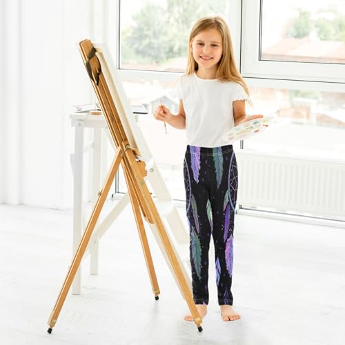 Toddler Girls Leggings Printed Yoga Pants Leggings Purple Dreamcatcher for Kids 5