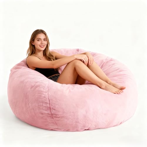 Faux Fur Comfy Bean Bag Chair Cover (No Filler), Fluffy Stuffed Animal Storage Bean Bag Covers Large...