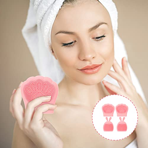 FRCOLOR 4 peças de esfregão de rosto de silicone, escova de limpeza facial, esfoliante facial, almof