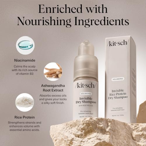 Kitsch Volumizing Rice Protein Dry Shampoo Powder Pump - Invisible 1oz
