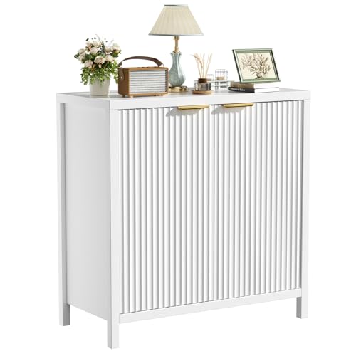 SEPTBOT Sideboard Buffet Cabinet, 31" Storage Cabinet with 2 Doors and Adjustable Shelves, Sideboard for Dinning Room, Kitchen and Living Room - White
