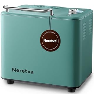Neretva 20-IN-1 Bread Maker, Dual Heater 2LB Bread Machine Stainless Steel Bread Makers Machine Nonstick Ceramic Pan Compact for Gluten Free/Sourdough/Whole Wheat Bread/Yogurt, Breadmaker Recipe-Green