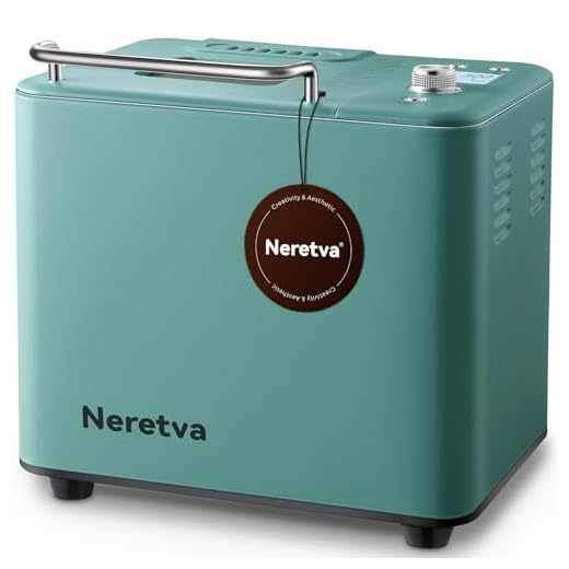 Neretva Bread Maker Machine , 20-in-1 2LB Automatic Breadmaker with Gluten Free Pizza Sourdough Setting, Digital, Programmable, 1 Hour Keep Warm, 2 Loaf Sizes, 3 Crust Colors - Receipe Booked Included (Green)